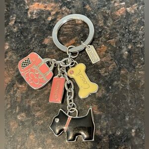 Authentic COACH Black Scottish Terrier/Scottie Charms Keychain Key Fob